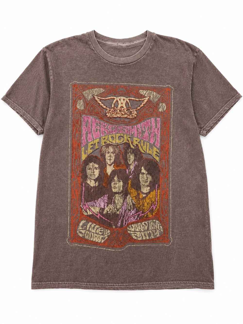 Vintage Aerosmith Let Rock Rule Graphic Band Tee Size Small Unisex Washed Design